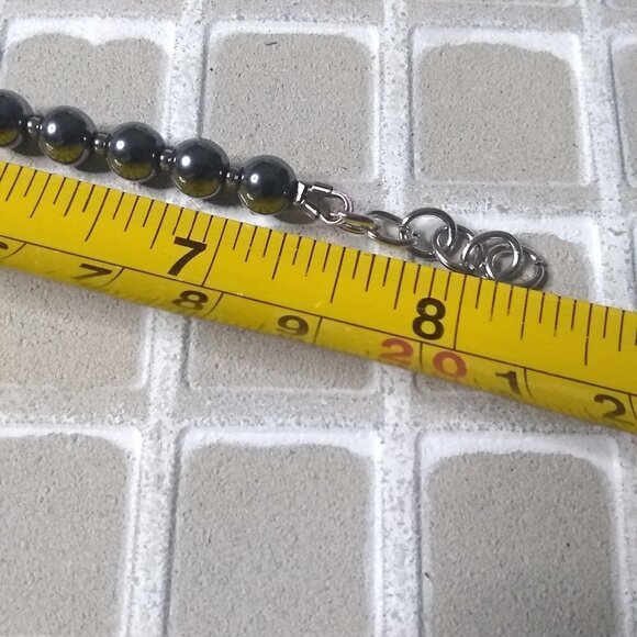 Hematite Hamsa Hand Protection Bracelet - Cool Calm & Collected - 7-8" Wrists - Picture 4 of 9